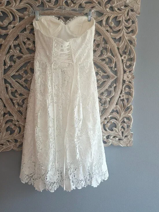 Fashion Nova Isn't She lovely White Strapless Lace Midi Dress Size Medium - Picture 11 of 15